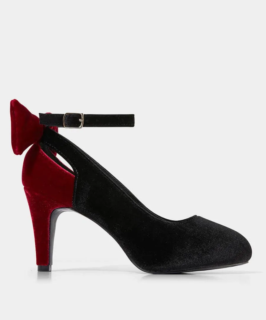 divine_diva_velvet_bow_sh_0.webp Best Sale Joe Browns Divine Diva Velvet Bow Shoes Black/Red