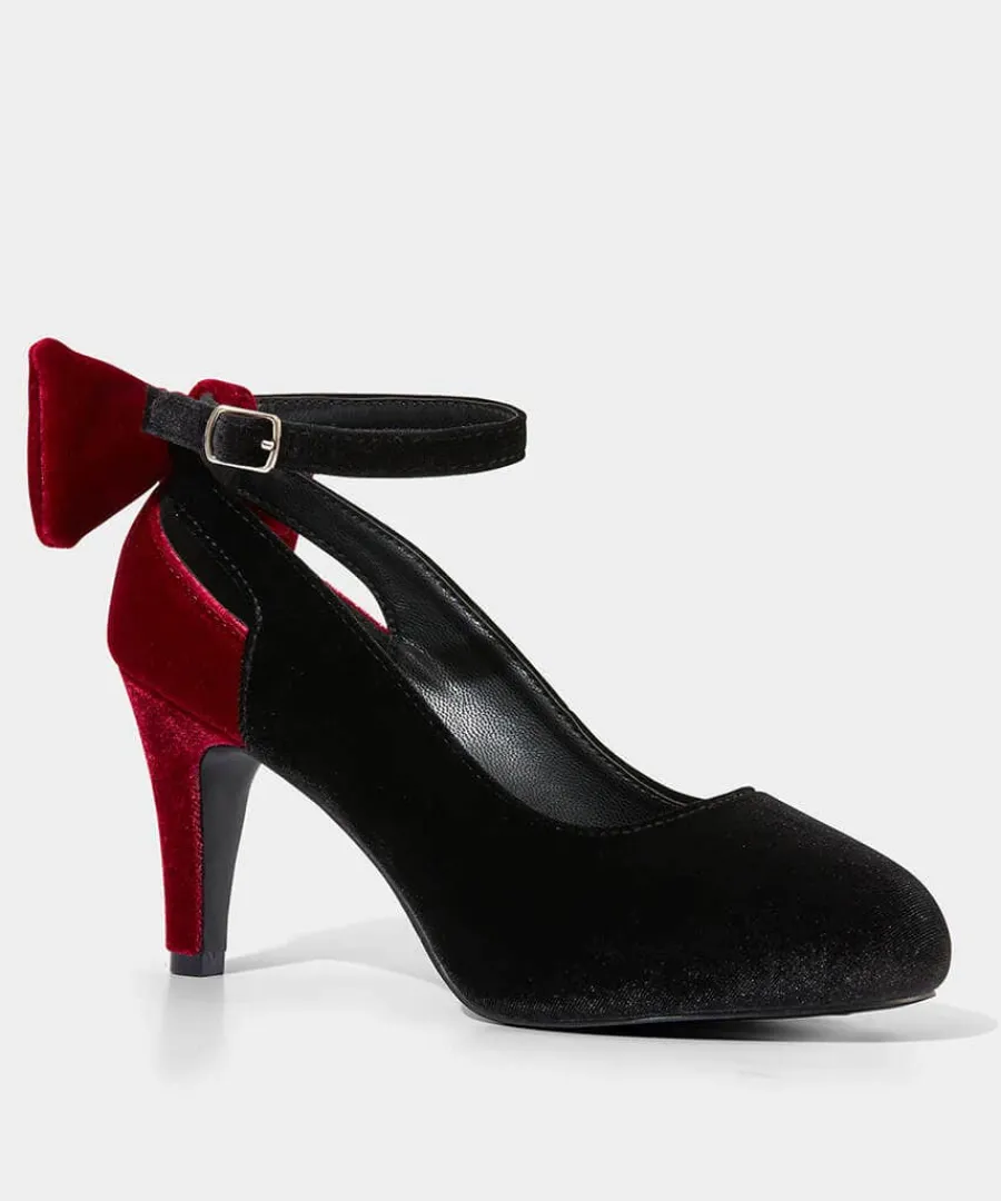 divine_diva_velvet_bow_sh_1.webp Best Sale Joe Browns Divine Diva Velvet Bow Shoes Black/Red