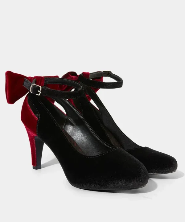 Best Sale Joe Browns Divine Diva Velvet Bow Shoes Black/Red