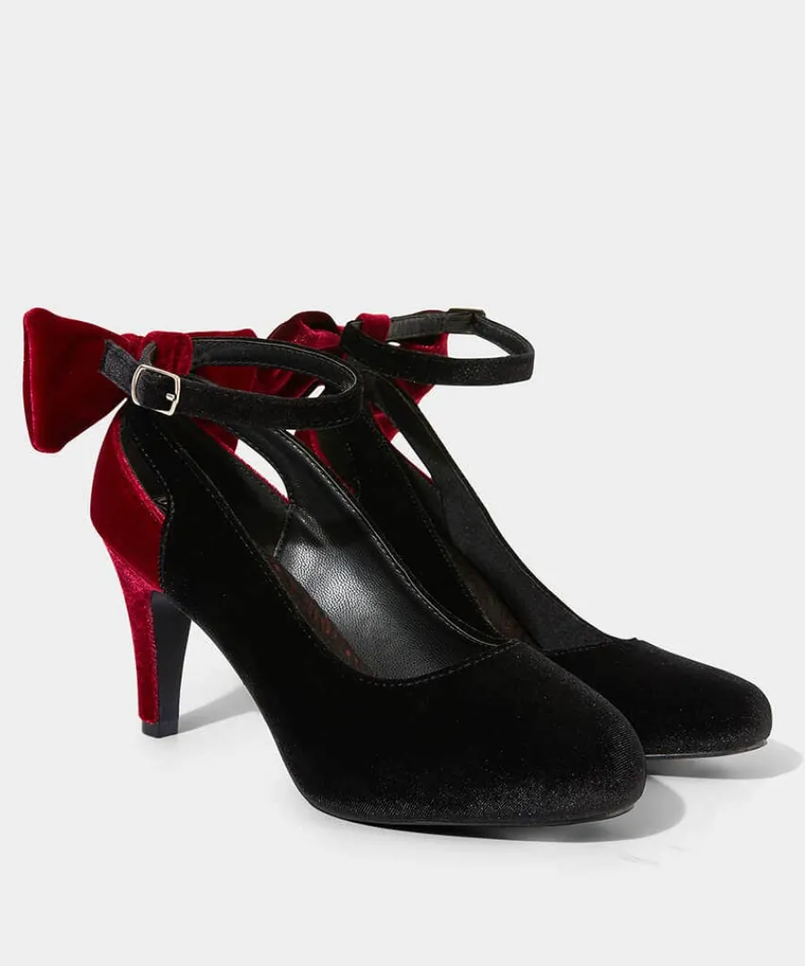divine_diva_velvet_bow_sh_2.webp Best Sale Joe Browns Divine Diva Velvet Bow Shoes Black/Red