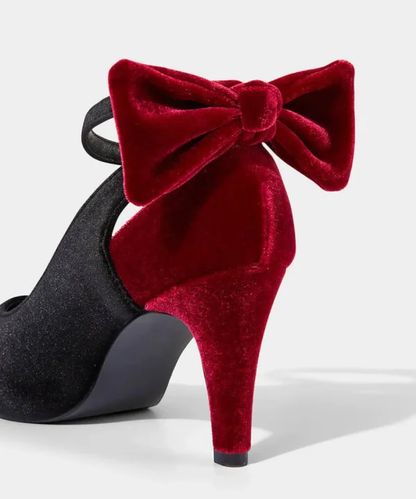 Best Sale Joe Browns Divine Diva Velvet Bow Shoes Black/Red