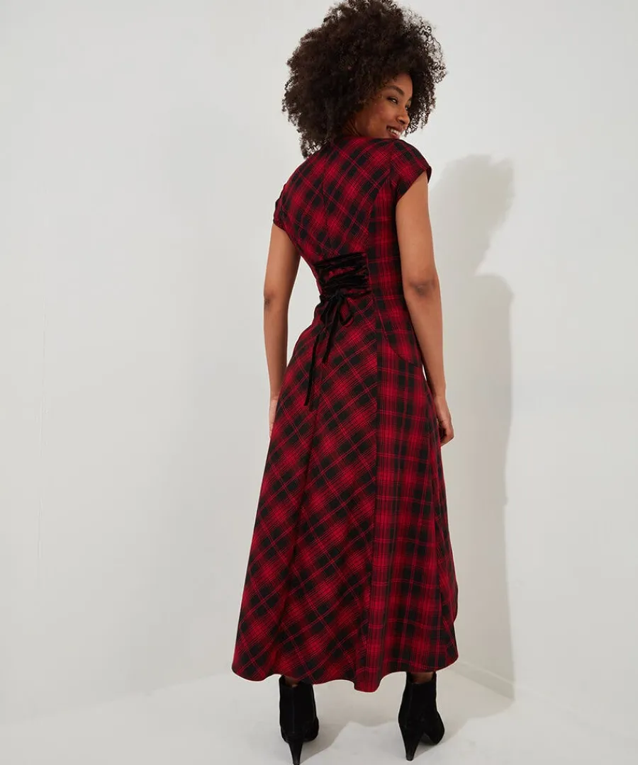 dixie_check_dress_with_co_3.webp Online Joe Browns Dixie Check Dress With Corsage Red