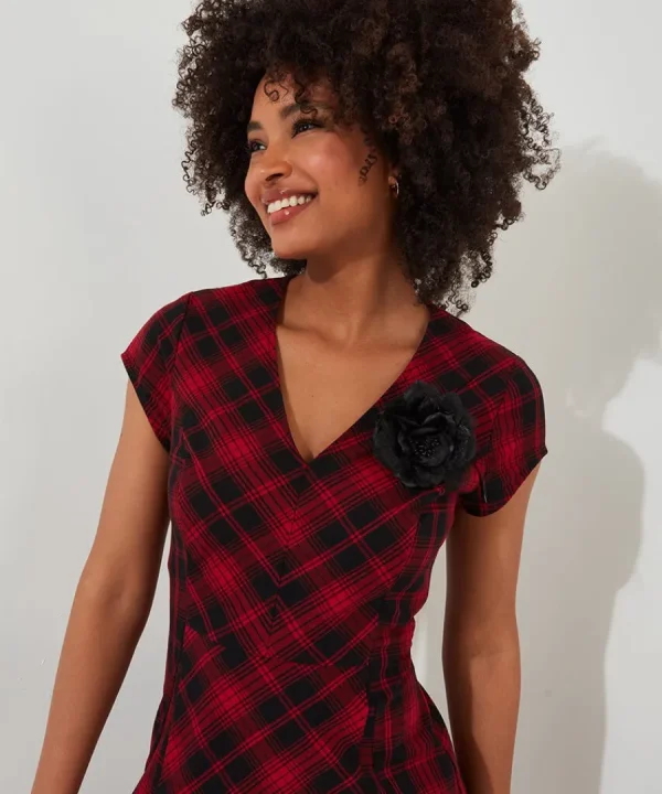 Online Joe Browns Dixie Check Dress With Corsage Red
