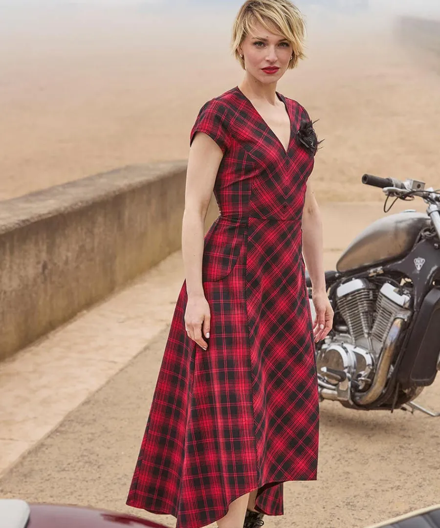 dixie_check_dress_with_co_5.webp Online Joe Browns Dixie Check Dress With Corsage Red