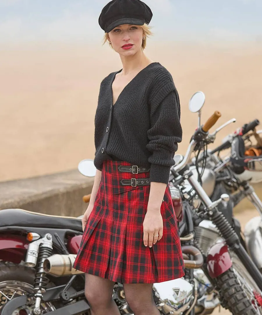 dixie_check_pleated_skirt_1.webp Store Joe Browns Dixie Check Pleated Skirt Red