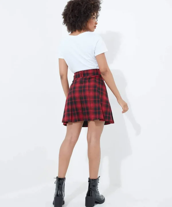 Store Joe Browns Dixie Check Pleated Skirt Red