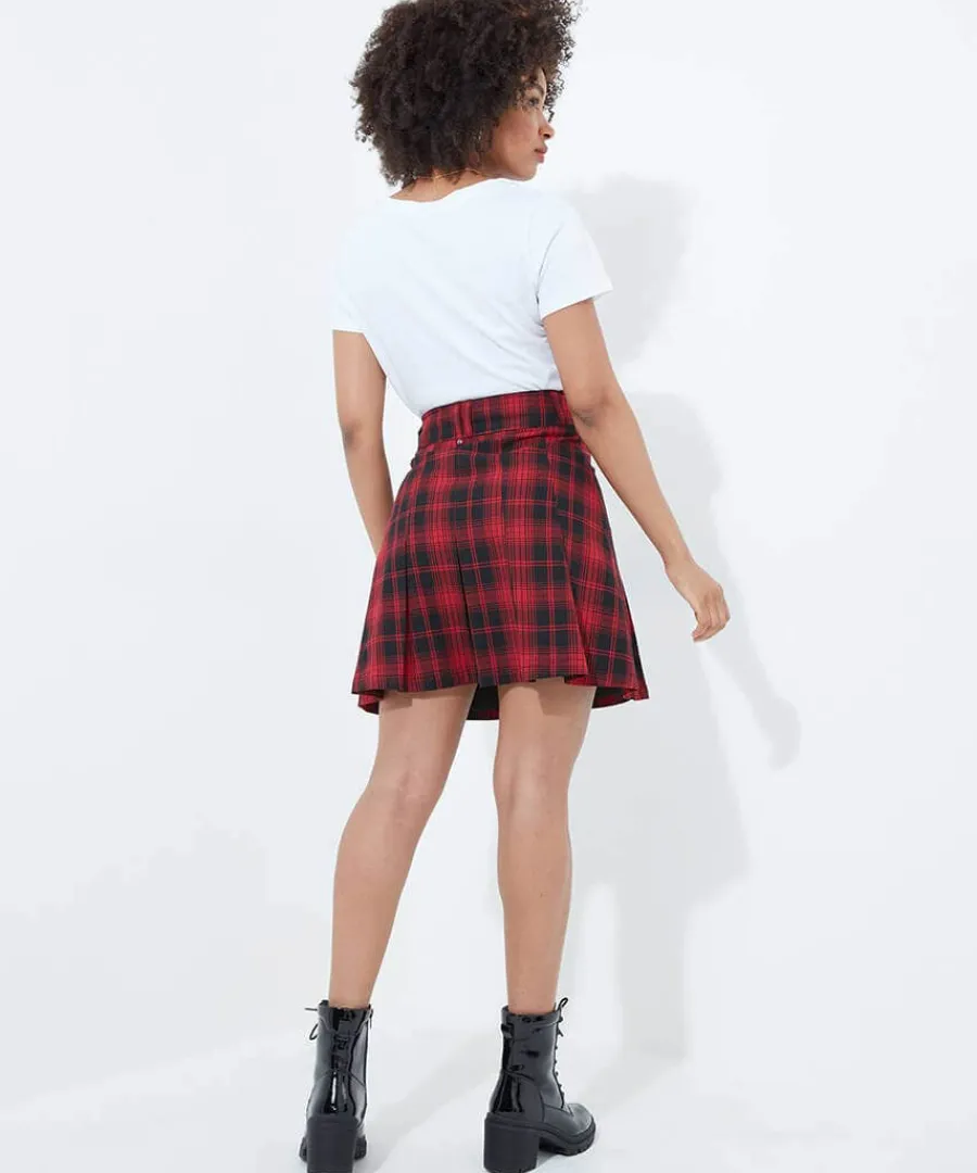 dixie_check_pleated_skirt_4.webp Store Joe Browns Dixie Check Pleated Skirt Red