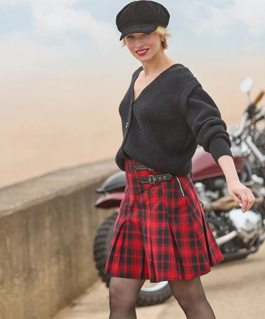 dixie_check_pleated_skirt_5.webp Store Joe Browns Dixie Check Pleated Skirt Red