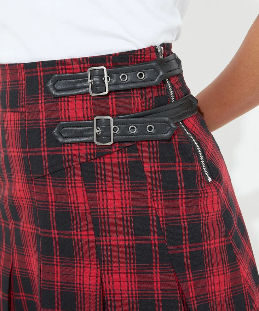 dixie_check_pleated_skirt_6.webp Store Joe Browns Dixie Check Pleated Skirt Red