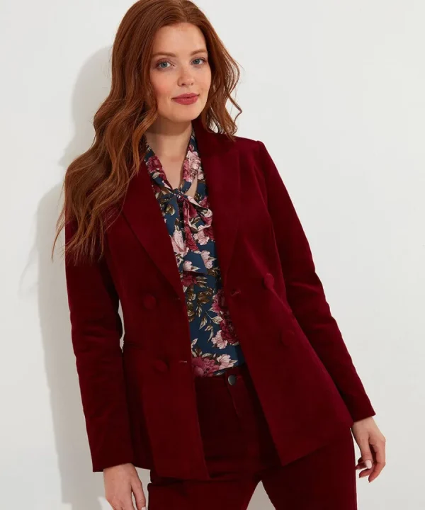 Shop Joe Browns Double Breasted Cord Jacket Berry