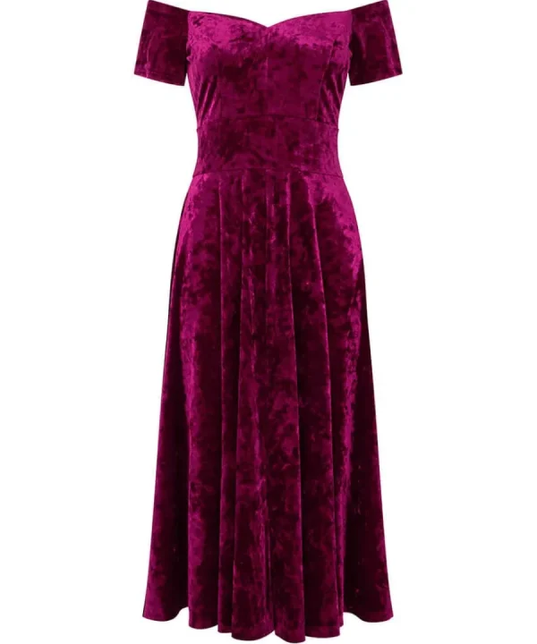 Fashion Joe Browns Ellie Vintage Velour Dress Berry