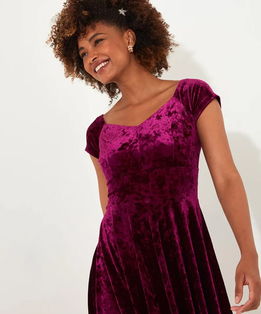 ellie_vintage_velour_dres_2.webp Fashion Joe Browns Ellie Vintage Velour Dress Berry