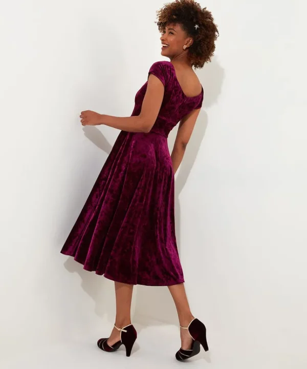 Fashion Joe Browns Ellie Vintage Velour Dress Berry
