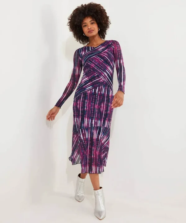 Sale Joe Browns Elsa Printed Mesh Dress Purple