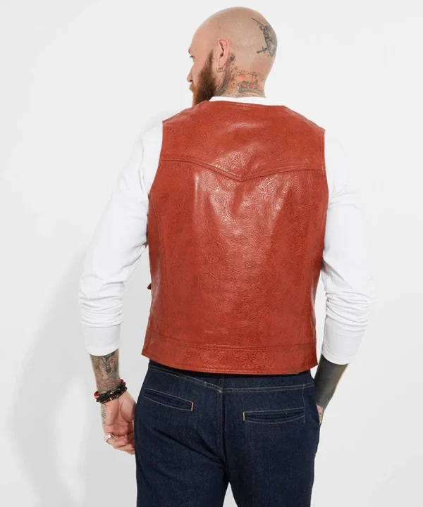 Best Joe Browns Embossed Leather Waistcoat Brick