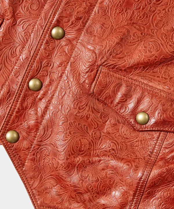 Best Joe Browns Embossed Leather Waistcoat Brick