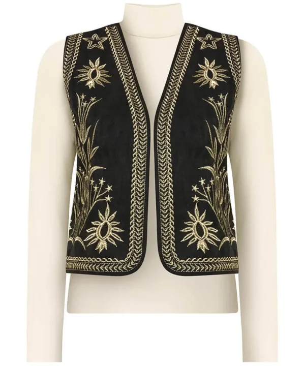Shop Joe Browns Enchanting Embroidered Waistcoat Black