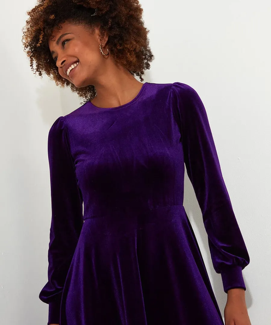 etta_velour_dress_2.webp Online Joe Browns Etta Velour Dress Purple / Teal