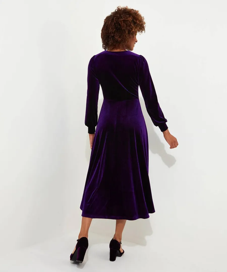 etta_velour_dress_3.webp Online Joe Browns Etta Velour Dress Purple / Teal