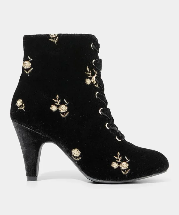 Outlet Joe Browns Evening Rose Velvet Boots Black/Gold