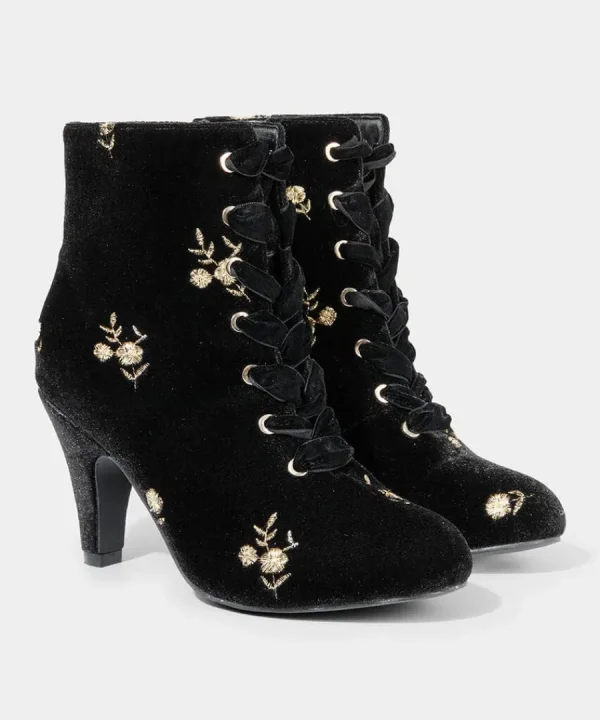 Outlet Joe Browns Evening Rose Velvet Boots Black/Gold
