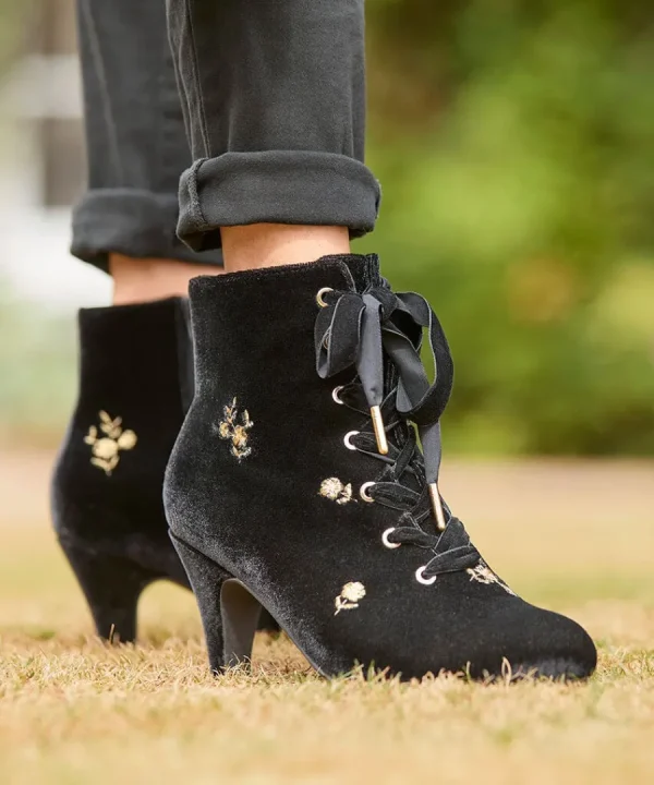 Outlet Joe Browns Evening Rose Velvet Boots Black/Gold