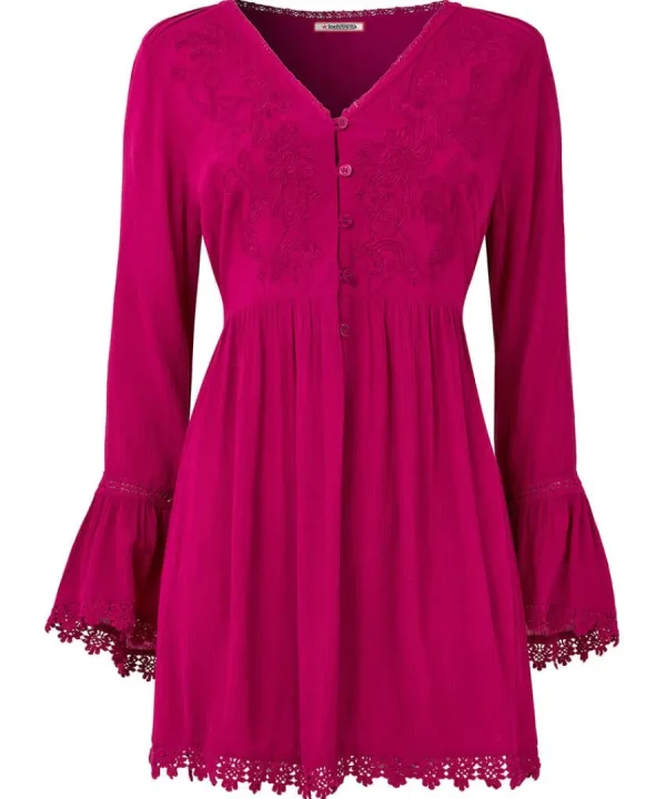 Sale Joe Browns Ever So Pretty Embroidered Tunic Top Pink