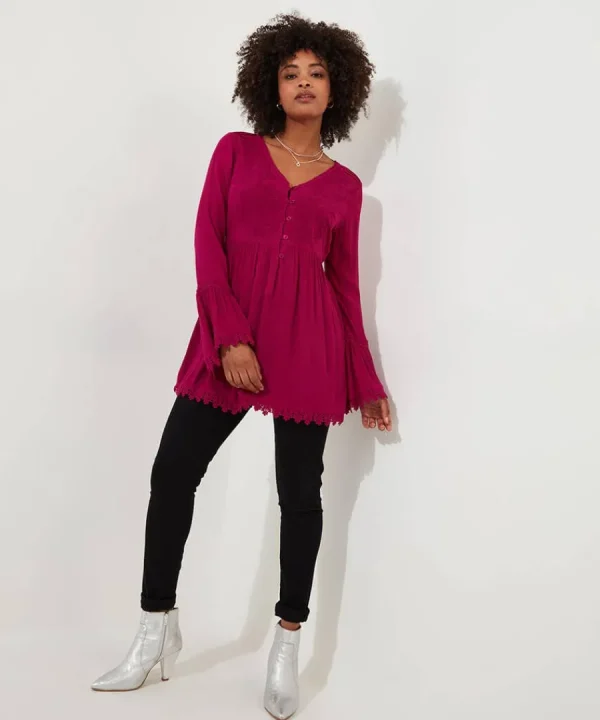 Sale Joe Browns Ever So Pretty Embroidered Tunic Top Pink