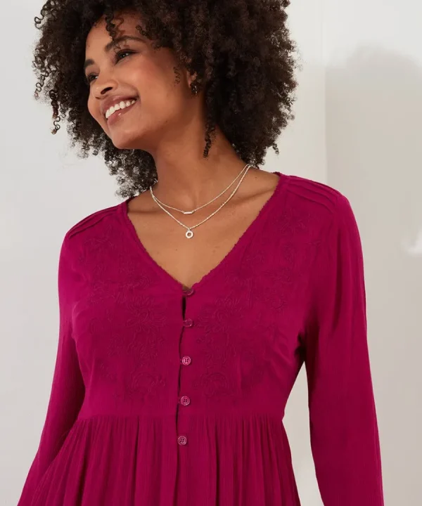 Sale Joe Browns Ever So Pretty Embroidered Tunic Top Pink