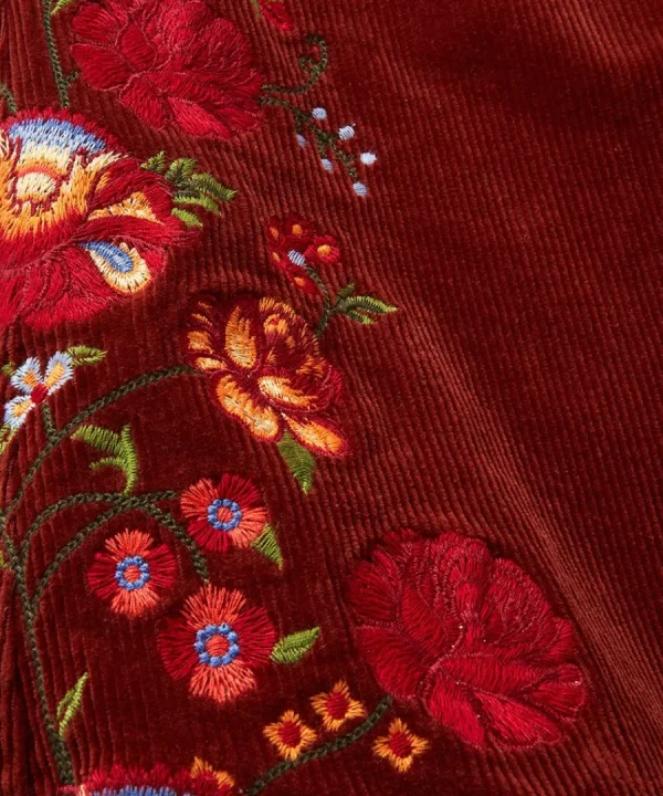 New Joe Browns Extraordinary Embroidered Cord Trousers Rust
