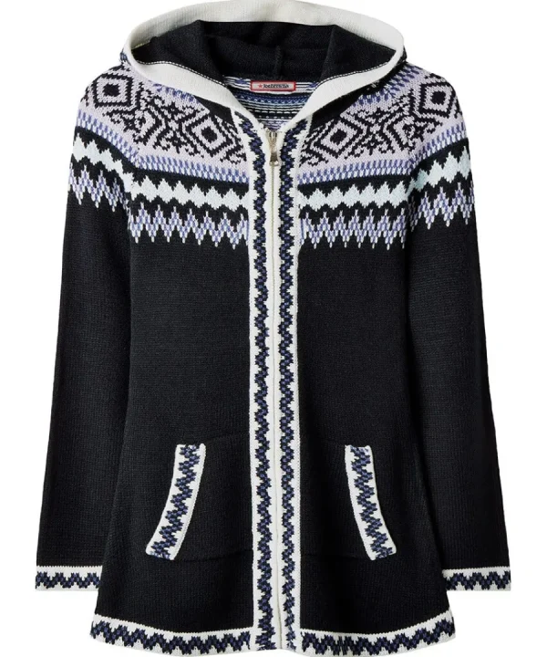 Online Joe Browns Fabulous Zip Front Hooded Fairisle Jumper Black