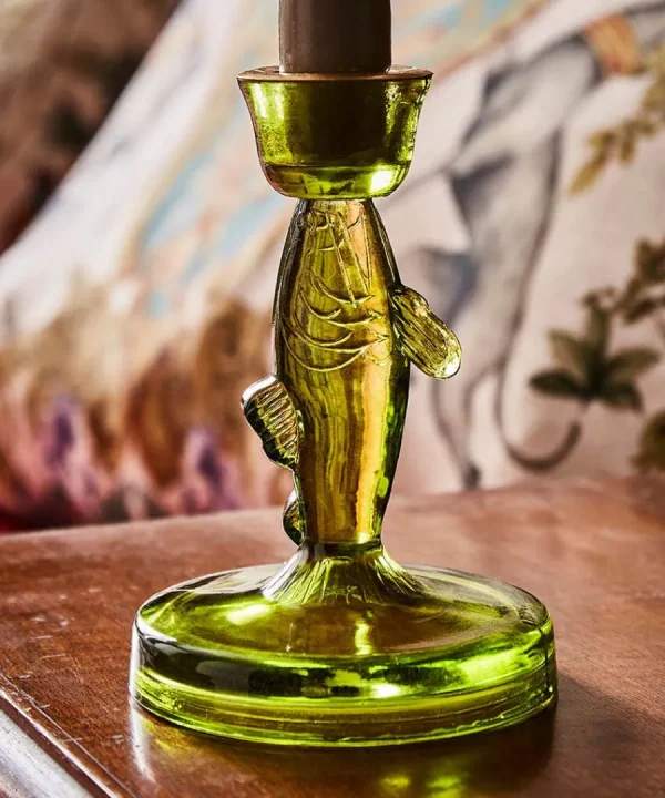 Flash Sale Joe Browns Fantastic Fish Glass Candle Holder Green
