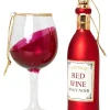 Cheap Joe Browns Feeling Merry Wine Bottle And Glass Christmas Ornaments Red