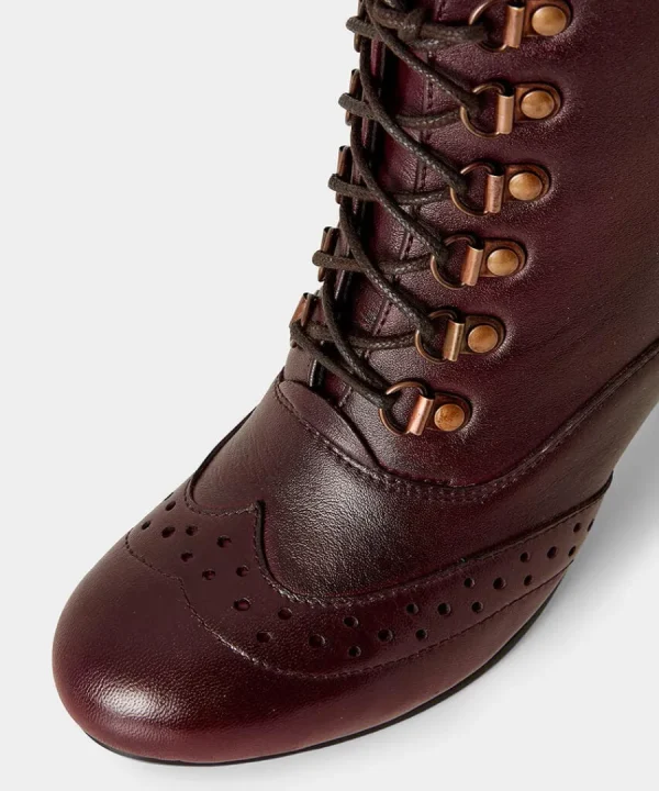 Outlet Joe Browns Fenchurch Leather Ankle Boots Burgundy