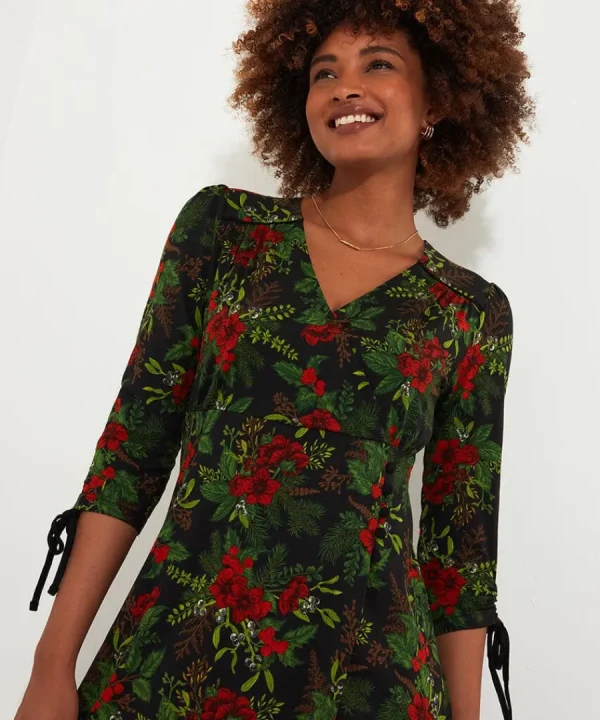 Outlet Joe Browns Festive Flora Jersey Dress Black