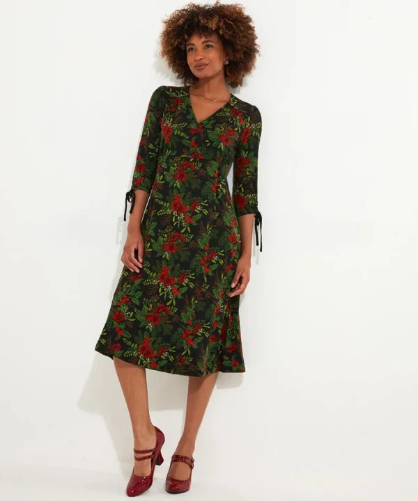 Outlet Joe Browns Festive Flora Jersey Dress Black