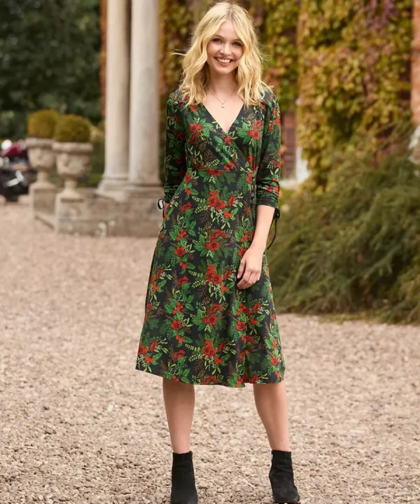 Outlet Joe Browns Festive Flora Jersey Dress Black
