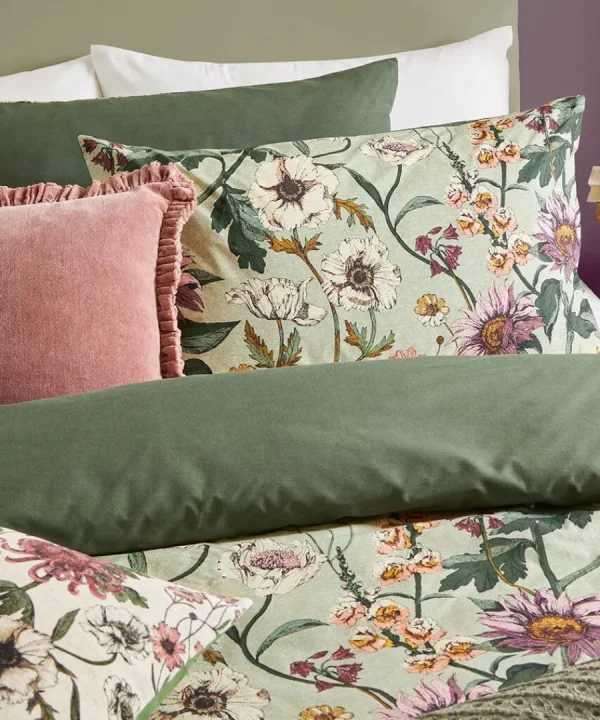 New Joe Browns Floral Harmony Cotton Slub Duvet Set Green