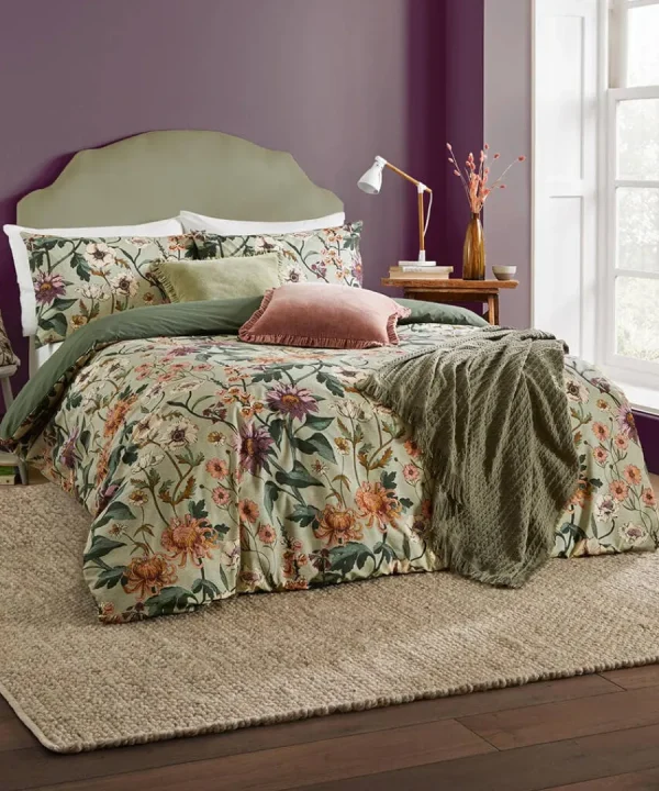 New Joe Browns Floral Harmony Cotton Slub Duvet Set Green