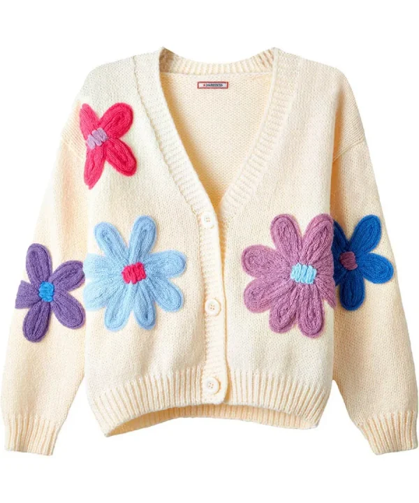 Cheap Joe Browns Freya Floral Applique Cardigan Cream