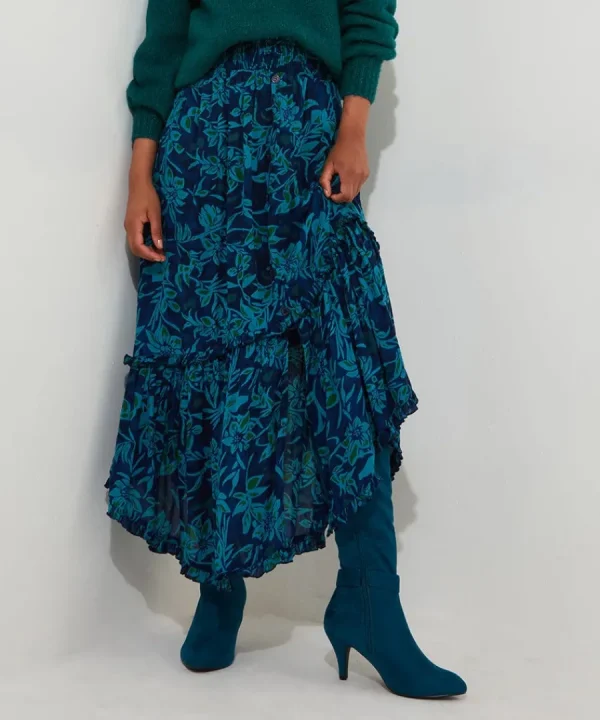 New Joe Browns Freya Floral Skirt Blue