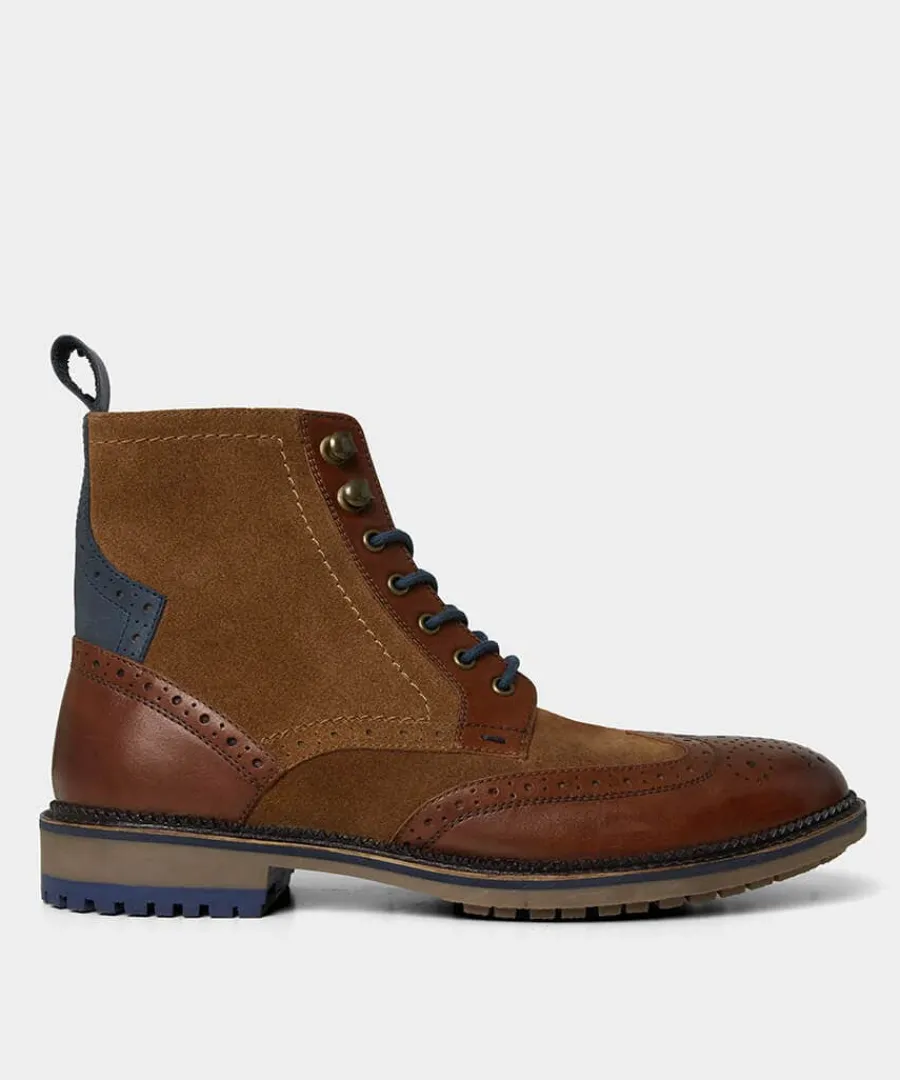 gents_club_mixed_leather__0.webp Store Joe Browns Gents Club Mixed Leather Boots Tan Multi