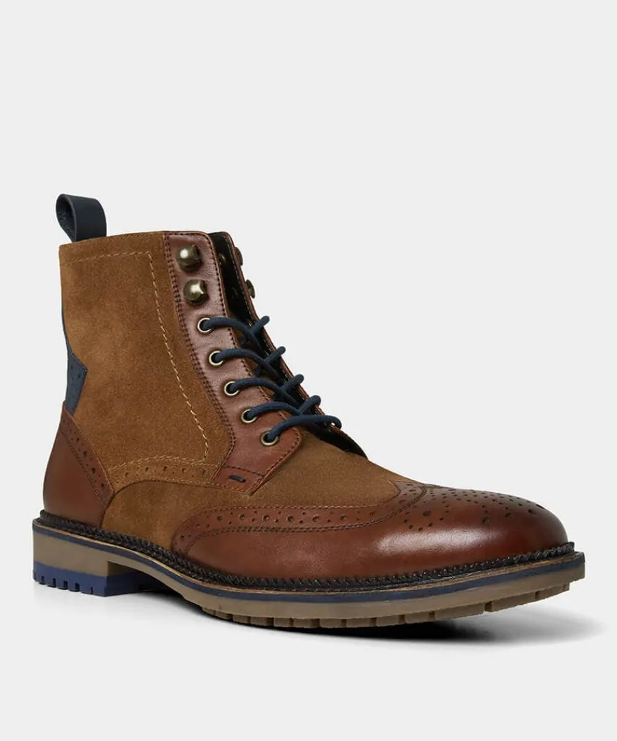 gents_club_mixed_leather__1.webp Store Joe Browns Gents Club Mixed Leather Boots Tan Multi