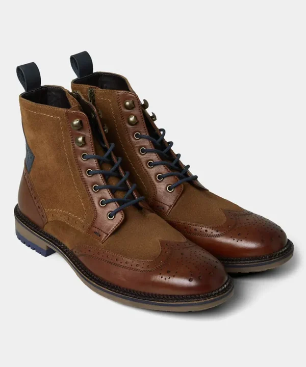 Store Joe Browns Gents Club Mixed Leather Boots Tan Multi