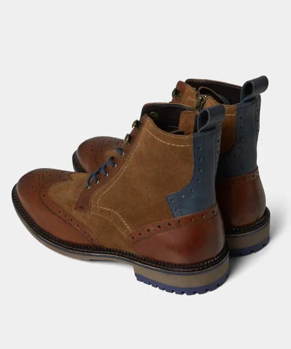 Store Joe Browns Gents Club Mixed Leather Boots Tan Multi