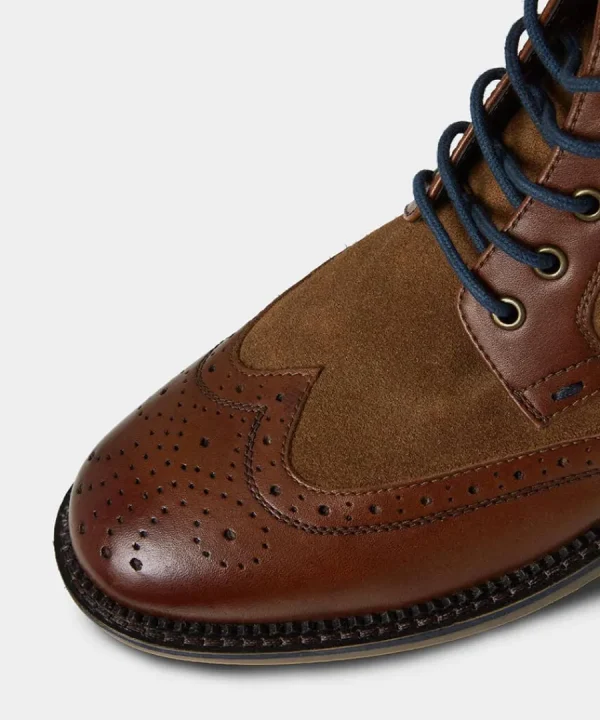 Store Joe Browns Gents Club Mixed Leather Boots Tan Multi