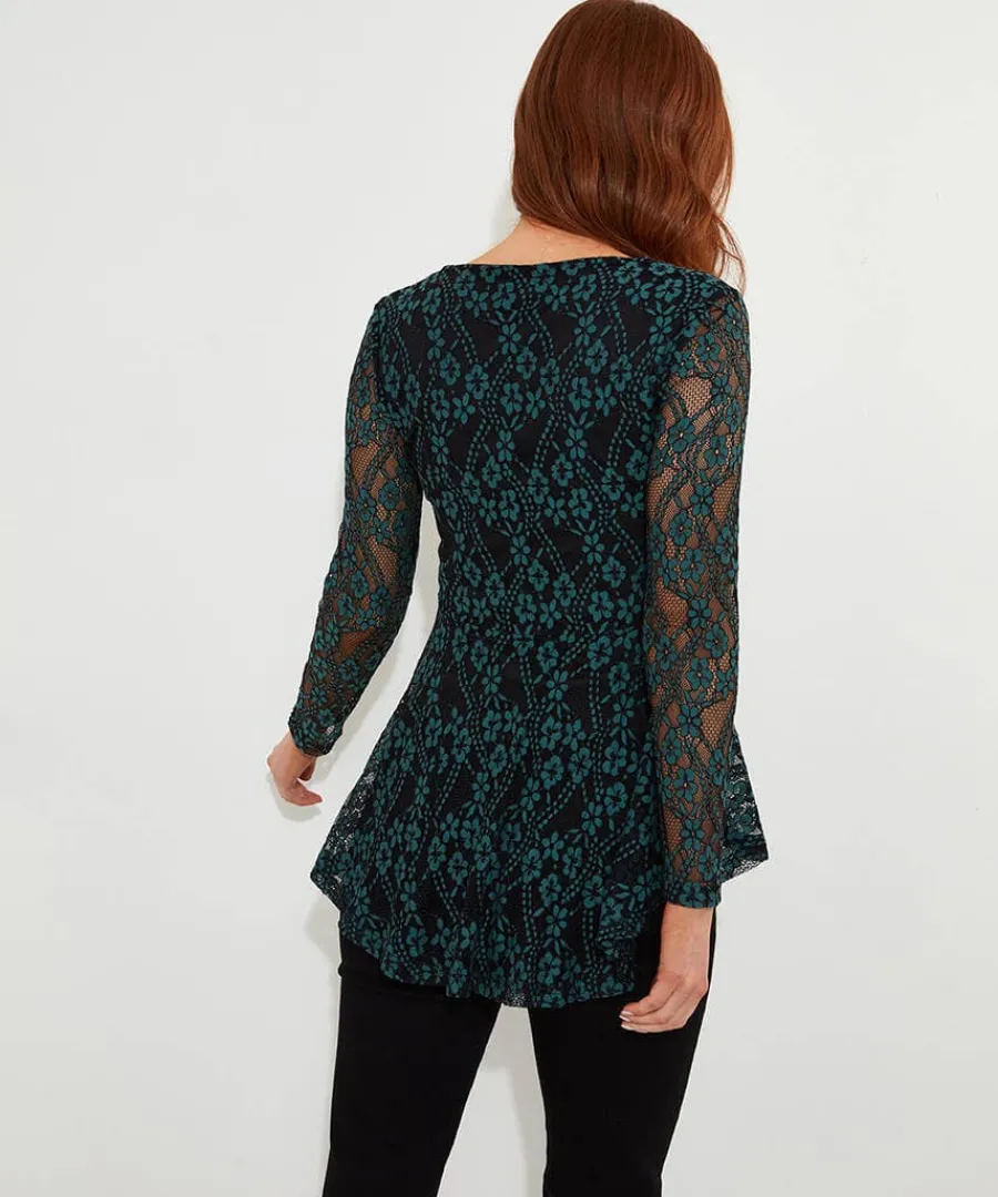 georgie_lace_zip_top_3.webp Sale Joe Browns Georgie Lace Zip Top Teal