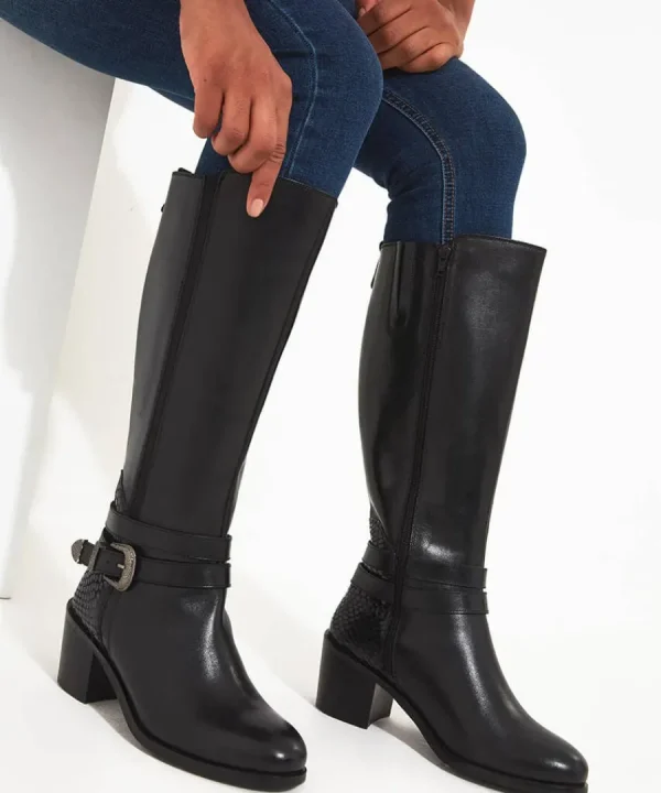 Outlet Joe Browns Gigi Premium Leather Rider Boots Black