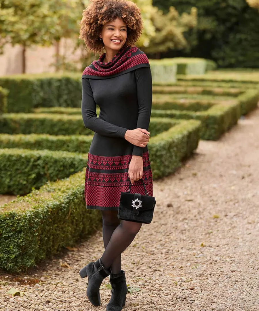 glamorous_glitter_knit_dr_1.webp Fashion Joe Browns Glamorous Glitter Knit Dress With Snood Black