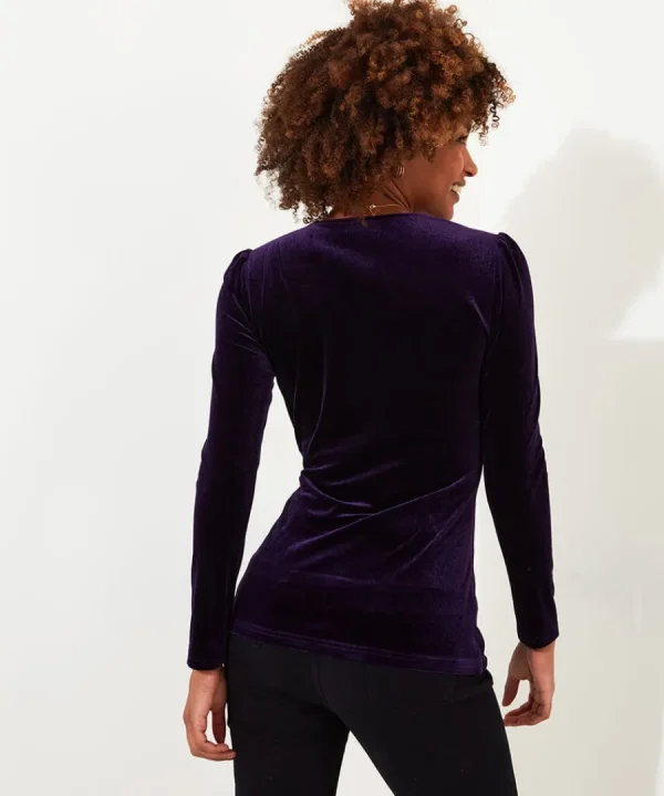 Sale Joe Browns Glamorous Velour Wrap Top Purple / Teal